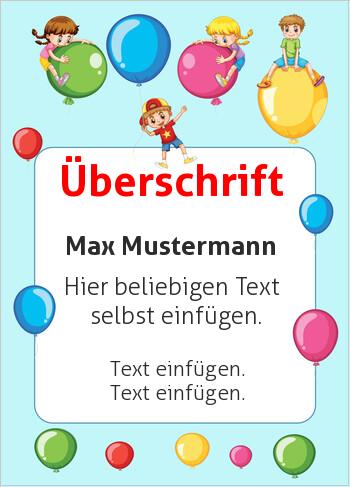 Kinder-Urkunden, Flyerhier online gestalten Kinderurkunde, Luftballons (Babys und Kinder)