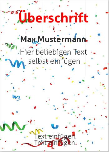 Flyer, Handzettelhier online gestalten Flyer mit Luftschlangen. (Flyer, Rahmen)